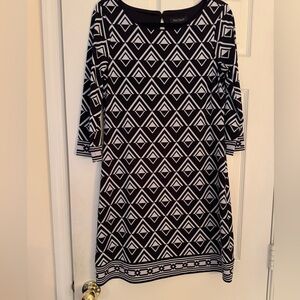White House Black Market Black and White Patterned Dress